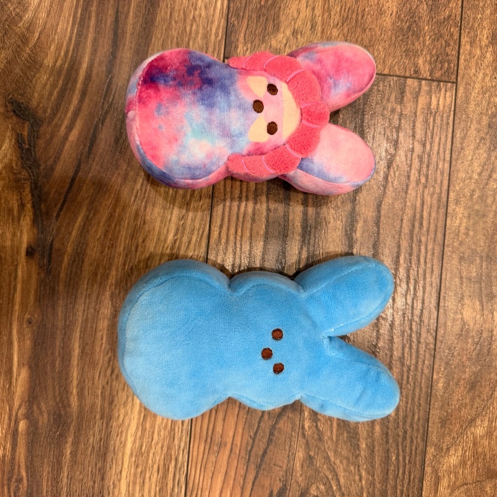 Peeps Plush Bunny Set Blue and‎ Pink Tie Dye Galaxy Easter Stuffed Animal 6 Inch